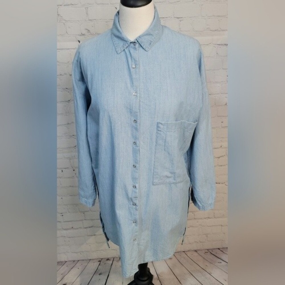Zara Trafaluc Denimwear Button Down Shirt Dress Raw Market size Sm